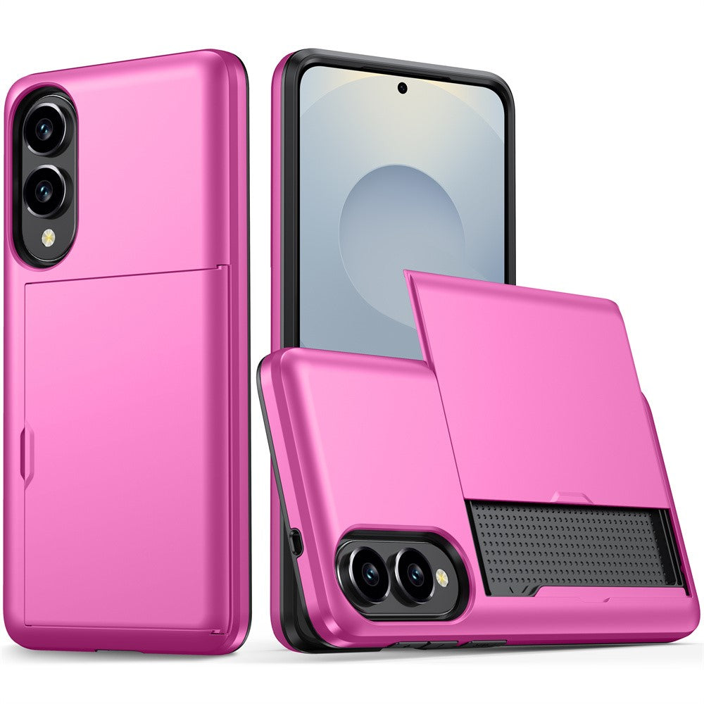 AMORUS til Samsung Galaxy S25 Edge cover med skydende kortholder PC TPU telefonbagside