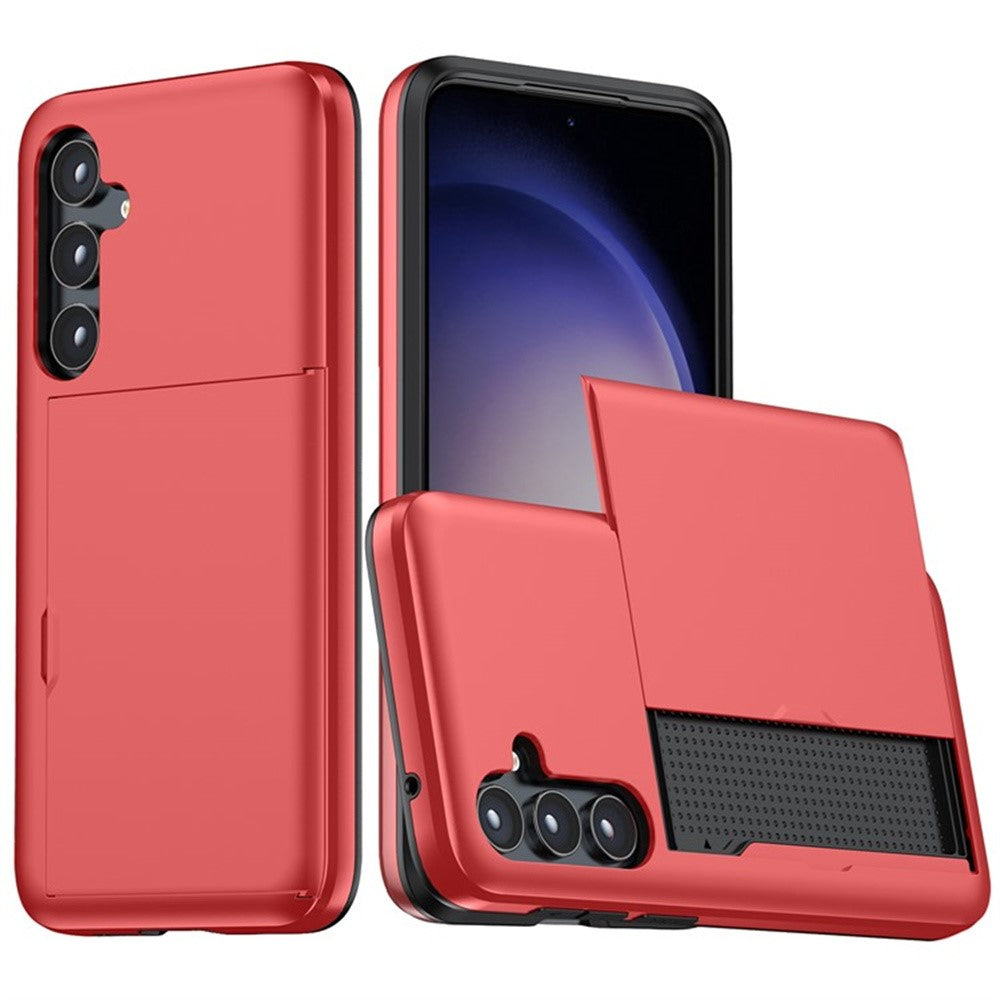 AMORUS Til Samsung Galaxy S24 FE Etui med Skydende Kortlomme PC TPU Telefon Bagcover