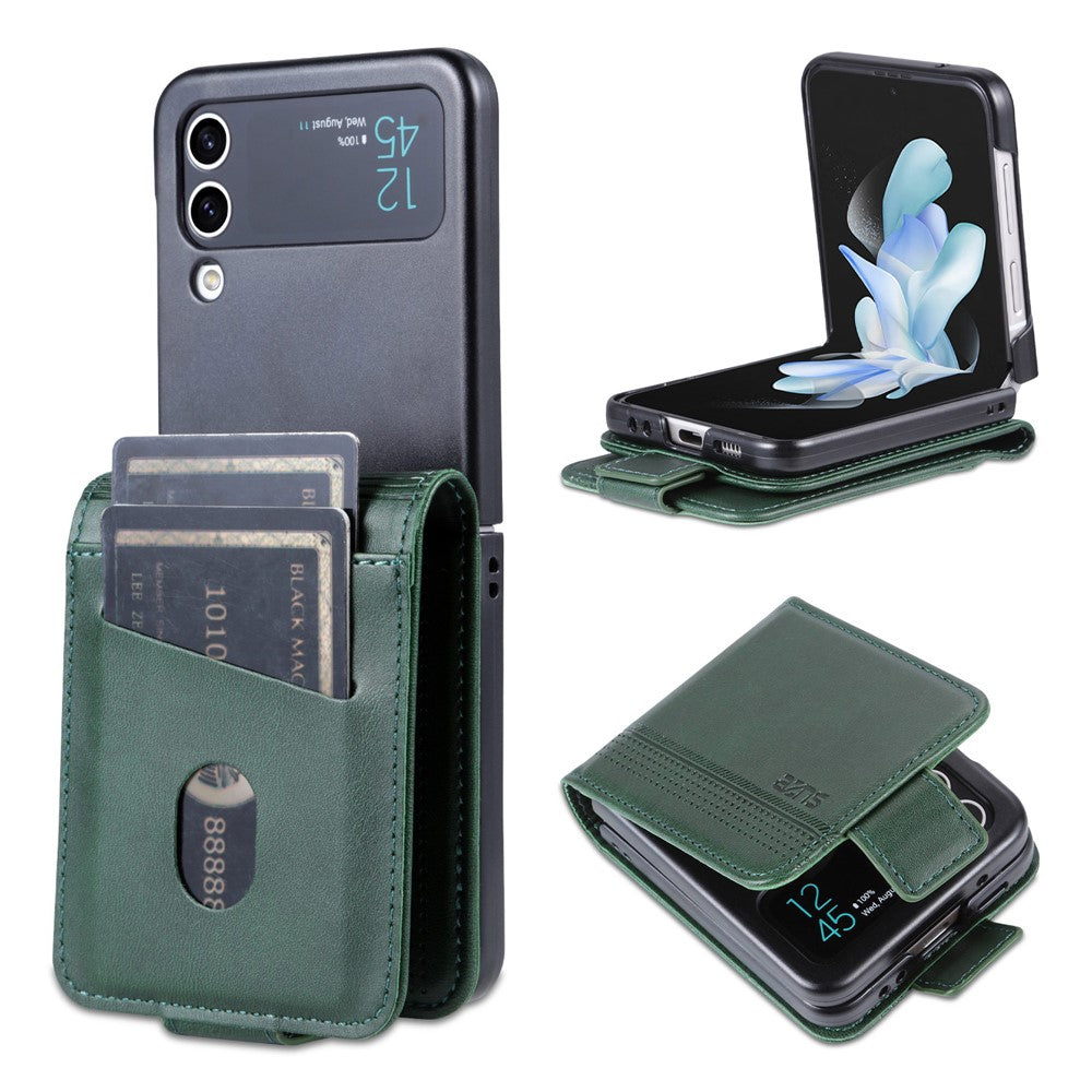 AZNS stødsikkert cover med koskindstekstur i PU-læder, magnetisk lukning, folio-flipcover med kortplads til Samsung Galaxy Z Flip3 5G