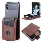 AZNS stødsikkert cover med koskindstekstur i PU-læder, magnetisk lukning, folio-flipcover med kortplads til Samsung Galaxy Z Flip3 5G