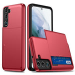 AMORUS For Samsung Galaxy S21+ 5G Case with Sliding Card Holder PC TPU Phone Back Cover