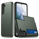 AMORUS til Samsung Galaxy S21 FE 5G cover med skydbar kortholder PC TPU Telefonbagcover