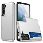 AMORUS til Samsung Galaxy S21 FE 5G cover med skydbar kortholder PC TPU Telefonbagcover
