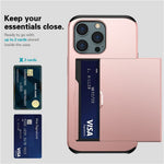 AMORUS For iPhone 12 Pro  /  12 Case with Sliding Card Holder PC TPU Phone Back Cover