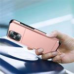 AMORUS For iPhone 12 Pro  /  12 Case with Sliding Card Holder PC TPU Phone Back Cover