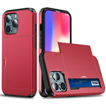 AMORUS For iPhone 12 Pro  /  12 Case with Sliding Card Holder PC TPU Phone Back Cover