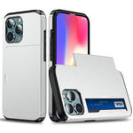 AMORUS For iPhone 12 Pro  /  12 Case with Sliding Card Holder PC TPU Phone Back Cover