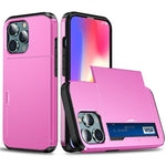 AMORUS For iPhone 12 Pro  /  12 Case with Sliding Card Holder PC TPU Phone Back Cover