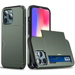 AMORUS For iPhone 12 Pro  /  12 Case with Sliding Card Holder PC TPU Phone Back Cover