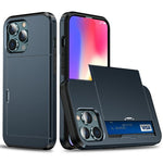 AMORUS For iPhone 12 Pro  /  12 Case with Sliding Card Holder PC TPU Phone Back Cover
