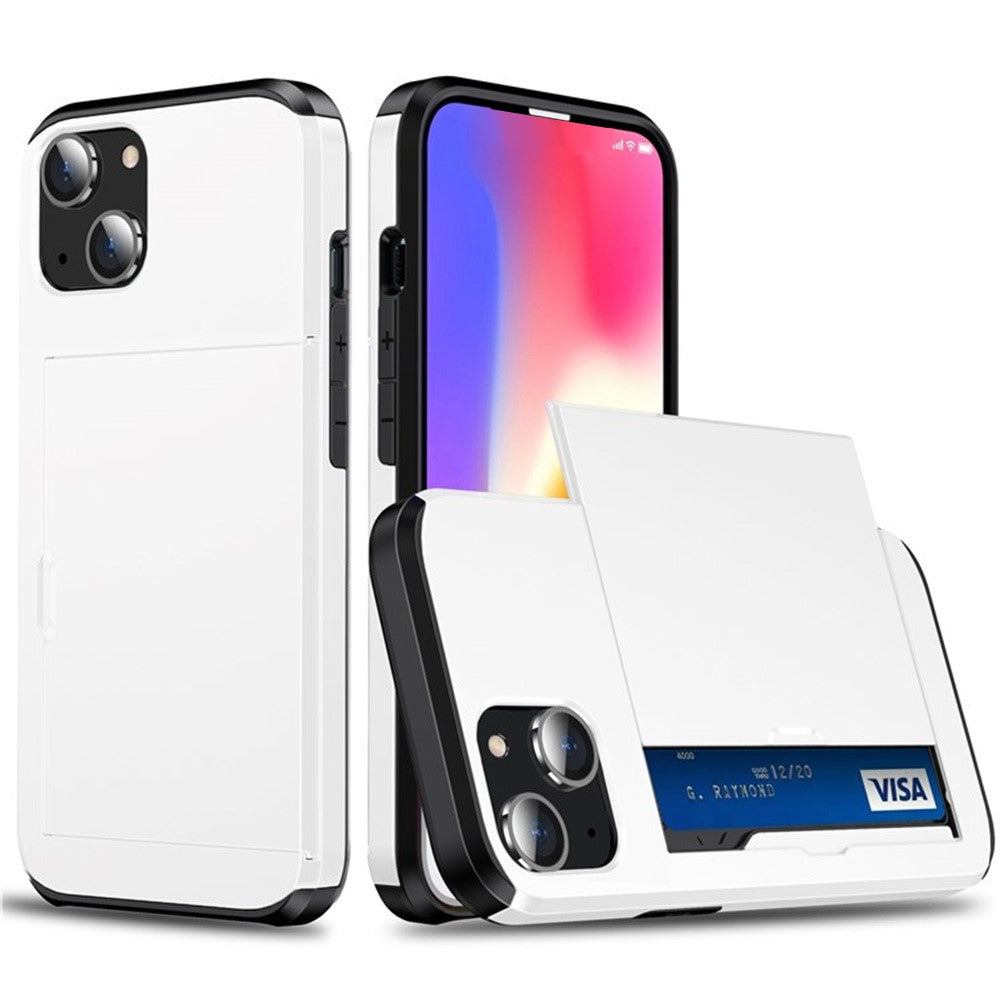AMORUS For iPhone 13 mini Case with Sliding Card Holder PC TPU Phone Back Cover