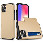 AMORUS For iPhone 13 mini Case with Sliding Card Holder PC TPU Phone Back Cover
