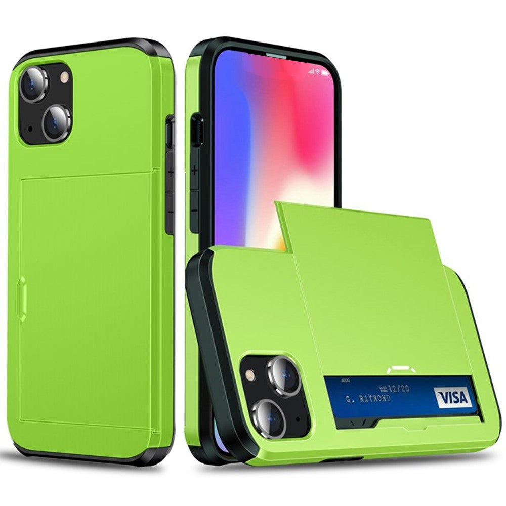 AMORUS For iPhone 13 mini Case with Sliding Card Holder PC TPU Phone Back Cover