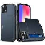 AMORUS For iPhone 13 Case with Sliding Card Holder PC TPU Phone Back Cover