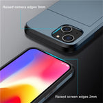 AMORUS For iPhone 13 Case with Sliding Card Holder PC TPU Phone Back Cover