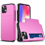 AMORUS For iPhone 13 Case with Sliding Card Holder PC TPU Phone Back Cover