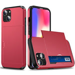 AMORUS For iPhone 15 Case with Sliding Card Holder PC TPU Phone Back Cover