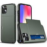 AMORUS For iPhone 15 Case with Sliding Card Holder PC TPU Phone Back Cover