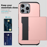 AMORUS For iPhone 16 Pro Case with Sliding Card Holder PC TPU Phone Back Cover