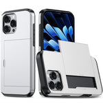 AMORUS For iPhone 16 Pro Case with Sliding Card Holder PC TPU Phone Back Cover