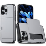 AMORUS For iPhone 16 Pro Max Case with Sliding Card Holder PC TPU Phone Back Cover