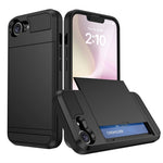 AMORUS Telefoncover til iPhone SE (2022) / (2020) / 8 / 7 PC TPU Bagcover med Skydbar Kortlåge