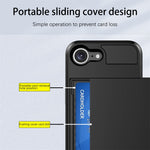 AMORUS Telefoncover til iPhone SE (2022) / (2020) / 8 / 7 PC TPU Bagcover med Skydbar Kortlåge