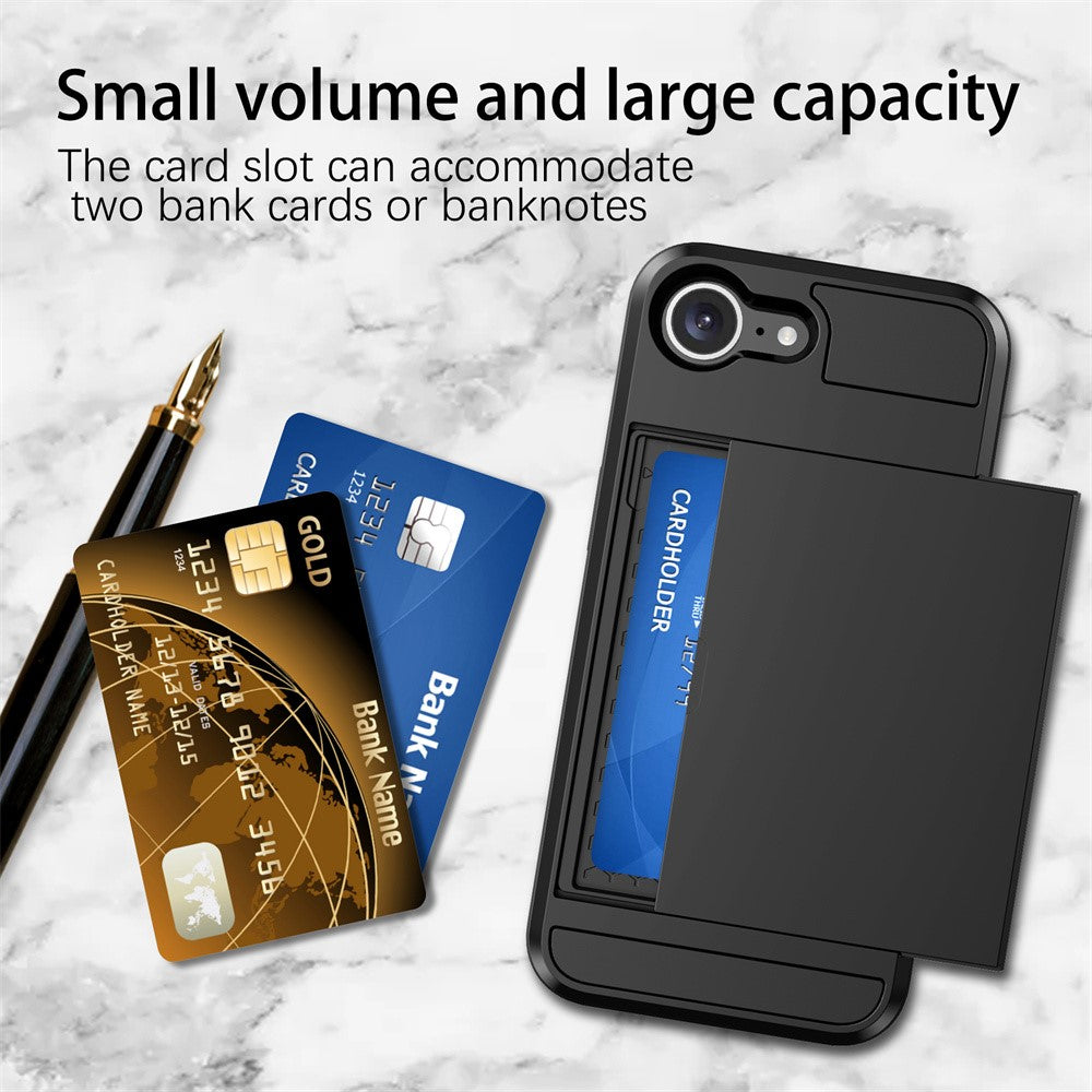 AMORUS Telefoncover til iPhone SE (2022) / (2020) / 8 / 7 PC TPU Bagcover med Skydbar Kortlåge