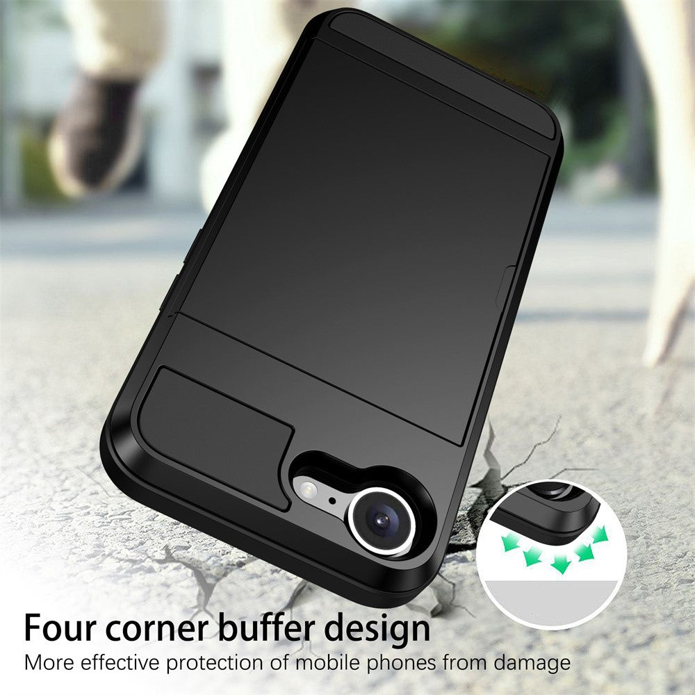 AMORUS Telefoncover til iPhone SE (2022) / (2020) / 8 / 7 PC TPU Bagcover med Skydbar Kortlåge