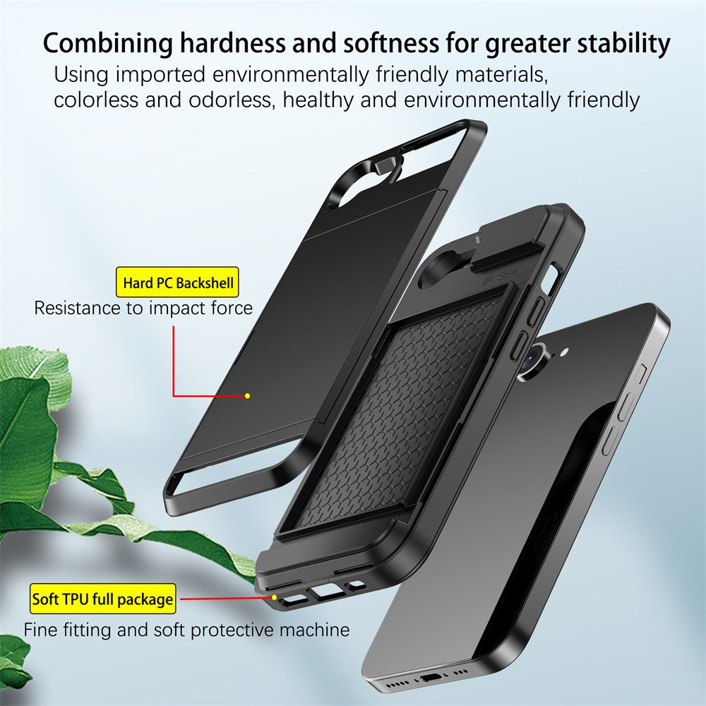 AMORUS Telefoncover til iPhone SE (2022) / (2020) / 8 / 7 PC TPU Bagcover med Skydbar Kortlåge