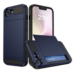 AMORUS Telefoncover til iPhone SE (2022) / (2020) / 8 / 7 PC TPU Bagcover med Skydbar Kortlåge