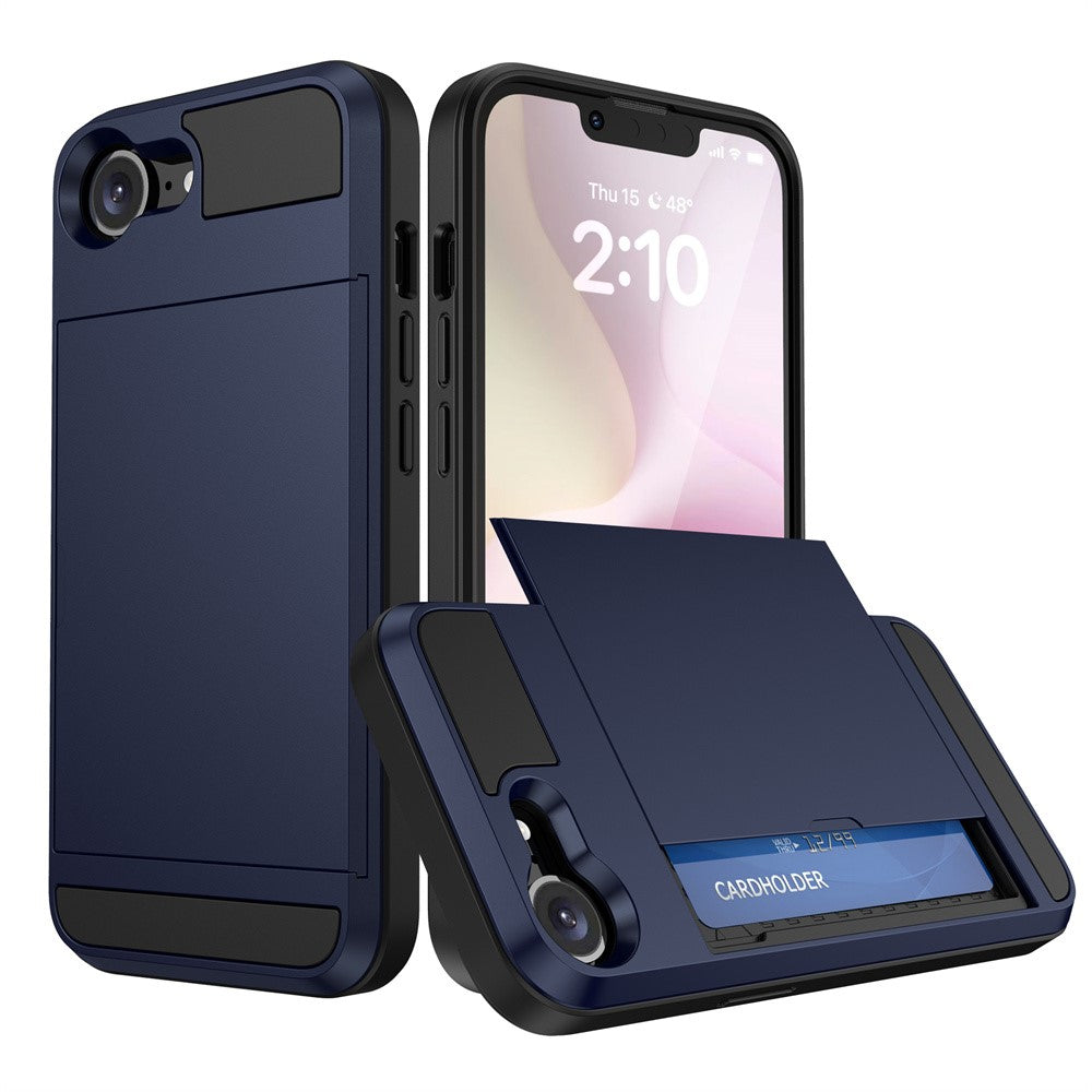 AMORUS Telefoncover til iPhone SE (2022) / (2020) / 8 / 7 PC TPU Bagcover med Skydbar Kortlåge