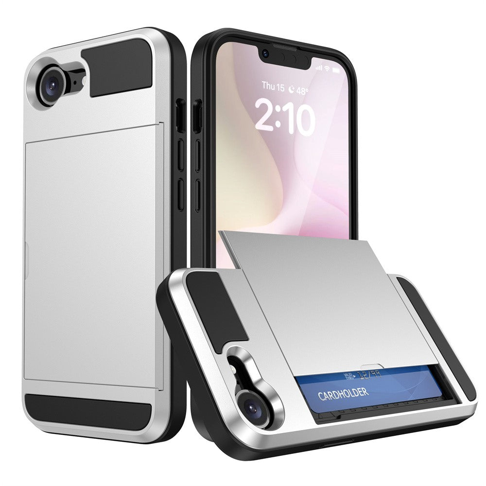 AMORUS Telefoncover til iPhone SE (2022) / (2020) / 8 / 7 PC TPU Bagcover med Skydbar Kortlåge