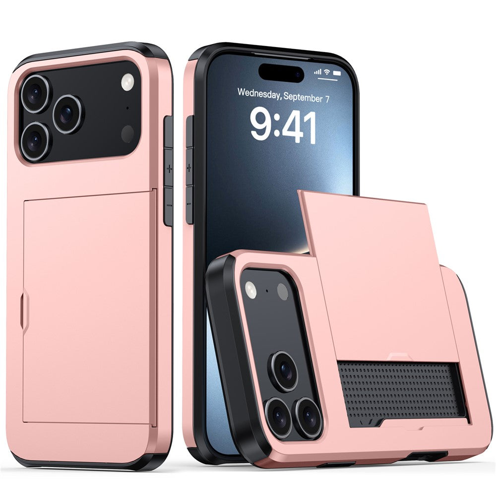 AMORUS For iPhone 18 Pro Max / 17 Pro Max Case with Sliding Card Holder PC TPU Phone Back Cover