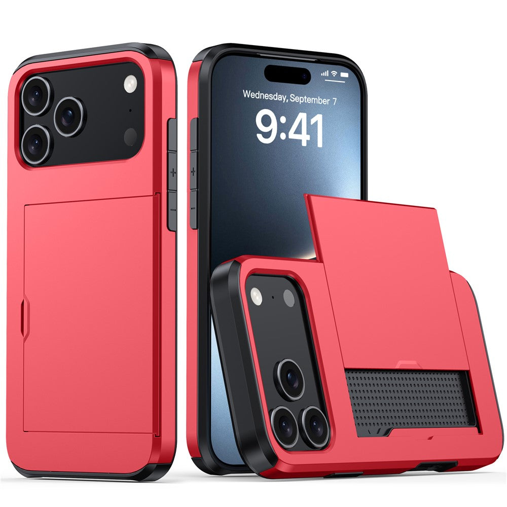AMORUS For iPhone 18 Pro Max / 17 Pro Max Case with Sliding Card Holder PC TPU Phone Back Cover