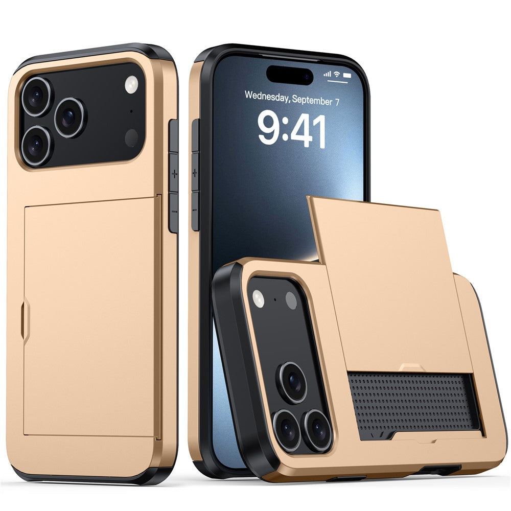 AMORUS For iPhone 18 Pro Max / 17 Pro Max Case with Sliding Card Holder PC TPU Phone Back Cover
