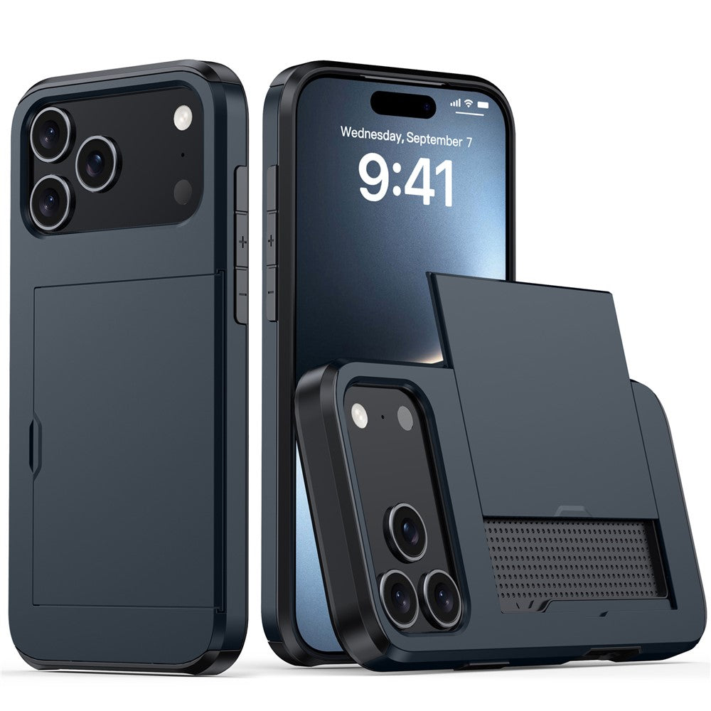 AMORUS For iPhone 18 Pro Max / 17 Pro Max Case with Sliding Card Holder PC TPU Phone Back Cover