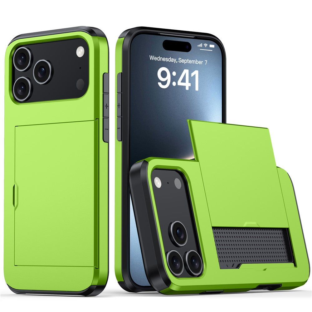 AMORUS For iPhone 18 Pro Max / 17 Pro Max Case with Sliding Card Holder PC TPU Phone Back Cover