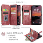CASEME For iPhone 18 Pro / 17 Pro Phone Cases with Strap C30 Zipper Multiple Card Holder PU Leather Cover