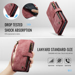 CASEME For iPhone 18 Pro / 17 Pro Phone Cases with Strap C30 Zipper Multiple Card Holder PU Leather Cover