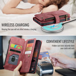 CASEME For iPhone 18 Pro / 17 Pro Phone Cases with Strap C30 Zipper Multiple Card Holder PU Leather Cover