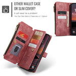CASEME For iPhone 18 Pro / 17 Pro Phone Cases with Strap C30 Zipper Multiple Card Holder PU Leather Cover