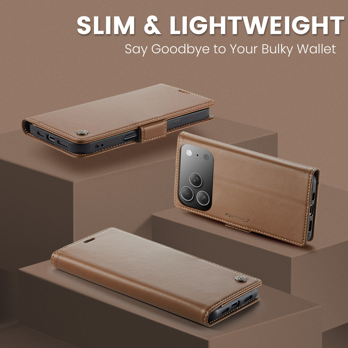 CASEME For iPhone 18 Pro Max / 17 Pro Max Case  023 Series RFID Blocking Leather Wallet Stand Phone Cover