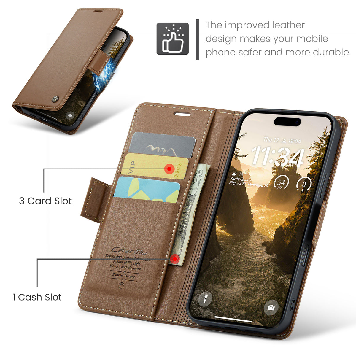 CASEME For iPhone 18 Pro Max / 17 Pro Max Case  023 Series RFID Blocking Leather Wallet Stand Phone Cover