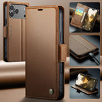 CASEME For iPhone 18 Pro Max / 17 Pro Max Case  023 Series RFID Blocking Leather Wallet Stand Phone Cover