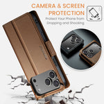 CASEME For iPhone 18 Pro Max / 17 Pro Max Case  023 Series RFID Blocking Leather Wallet Stand Phone Cover