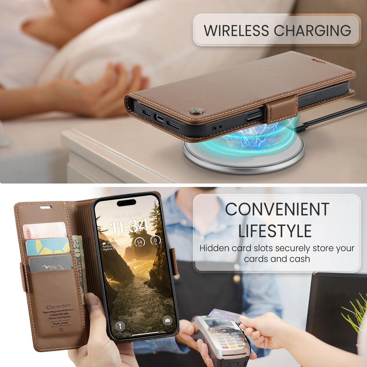 CASEME For iPhone 18 Pro Max / 17 Pro Max Case  023 Series RFID Blocking Leather Wallet Stand Phone Cover
