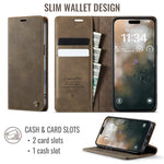 CASEME For iPhone 18 Pro / 17 Pro Case  033 Series RFID Blocking Wallet Stand Calf Texture Leather Phone Cover