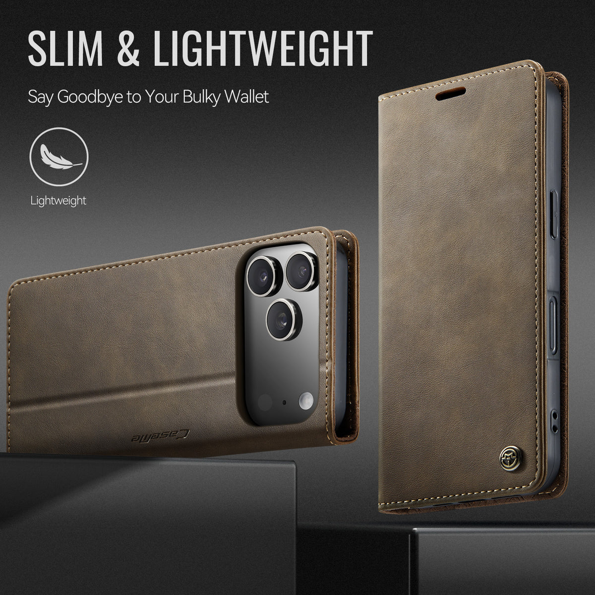 CASEME For iPhone 18 Pro / 17 Pro Case  033 Series RFID Blocking Wallet Stand Calf Texture Leather Phone Cover