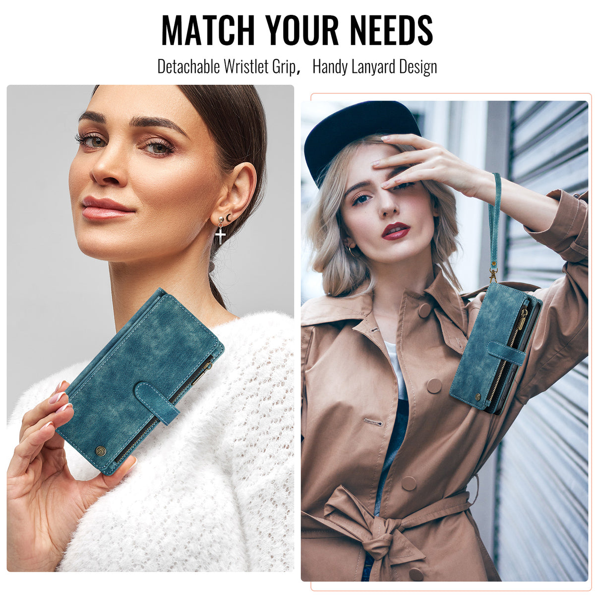 CASEME For iPhone 18 Pro Max / 17 Pro Max Phone Cases with Strap  C30 Zipper Multiple Card Holder PU Leather Cover